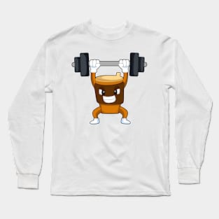 Coffee at Strength training with Barbell Long Sleeve T-Shirt